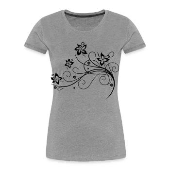 Beautiful, filigree flowers. Floral element. - Women's Premium Organic T-Shirt - heather grey - Front - Mia (176cm)