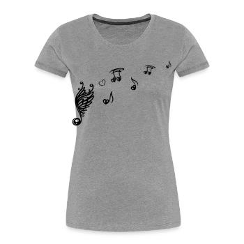 Music note with wings and heart. - Women's Premium Organic T-Shirt - heather grey - Front - Mia (176cm)
