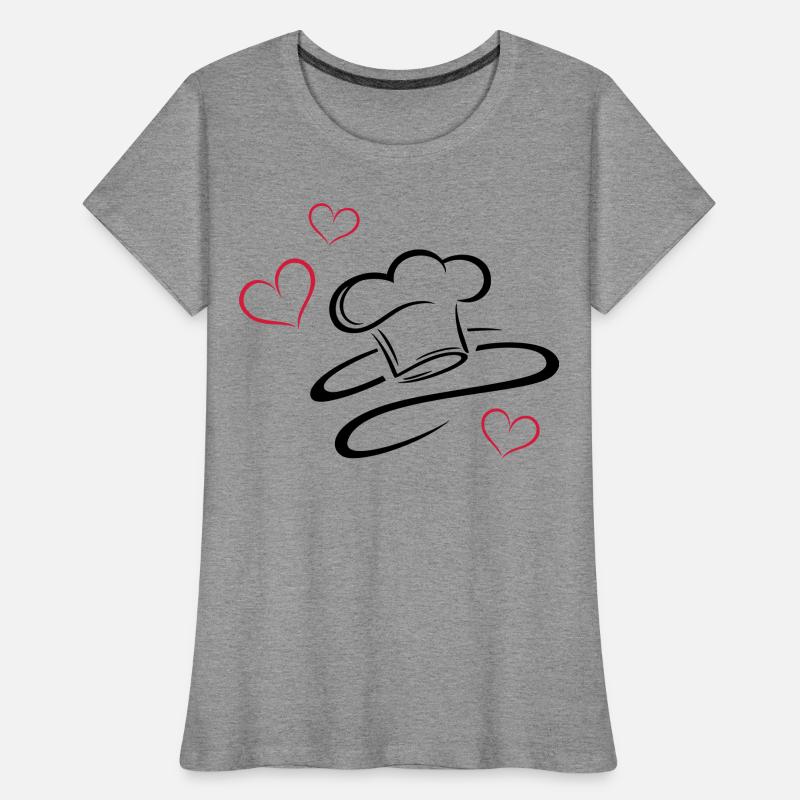 Cook, logo, chef hat with three hearts. Women's Premium Organic T-Shirt