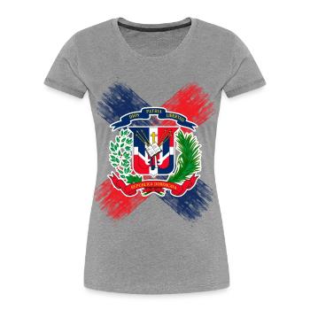République dominicaine - T-shirt bio Premium Femme - gris chiné - Devant - Mia (176cm)