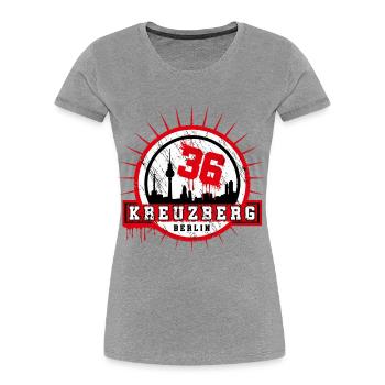 Kreuzberg Skyline 36 Berlin - Women's Premium Organic T-Shirt - heather grey - Front - Mia (176cm)