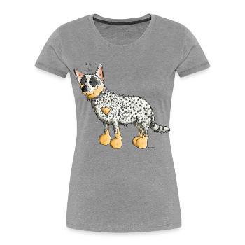 Witziger Australian Cattle Dog - Hund - Frauen Premium Bio T-Shirt - Grau meliert - Vorne - Mia (176cm)