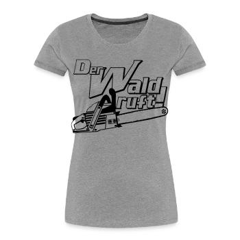 Motorsäge , Kaminholz , Old School ,Wald Holz (25) - Frauen Premium Bio T-Shirt - Grau meliert - Vorne - Mia (176cm)