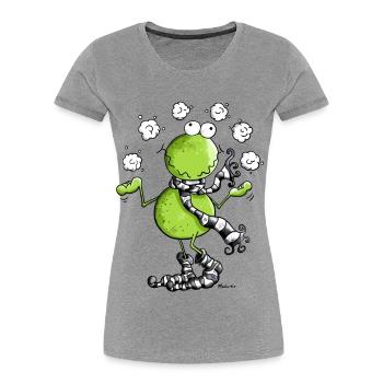 Drôle Grenouille hiver - T-shirt bio Premium Femme - gris chiné - Devant - Mia (176cm)