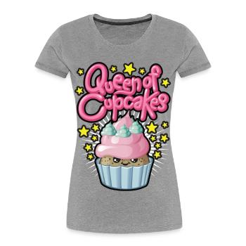 Queen of cupcakes - Frauen Premium Bio T-Shirt - Grau meliert - Vorne - Mia (176cm)