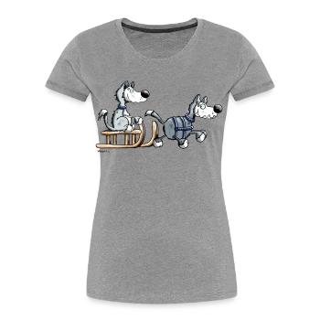 Schlittenhund Team - Frauen Premium Bio T-Shirt - Grau meliert - Vorne - Mia (176cm)