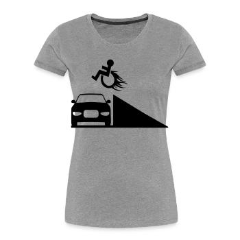 Wheelchair user jumps over a ramp # - Women's Premium Organic T-Shirt - heather grey - Front - Mia (176cm)