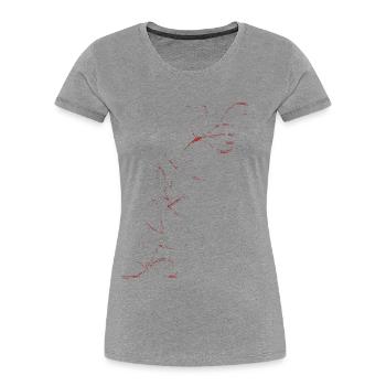 Rote Linienblume Skizze - Frauen Premium Bio T-Shirt - Grau meliert - Vorne - Mia (176cm)