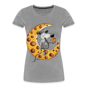 Maus liebt Käse - Frauen Premium Bio T-Shirt - Grau meliert - Vorne - Mia (176cm)