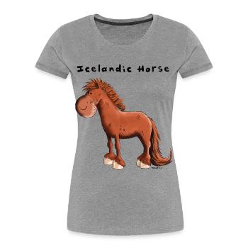 Icelandic Horse - Women's Premium Organic T-Shirt - heather grey - Front - Mia (176cm)