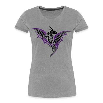Fantasy dragon with large wings - Women's Premium Organic T-Shirt - heather grey - Front - Mia (176cm)