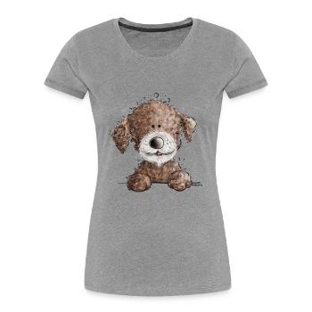 Sweet Lagotto Romagnolo I chien de dessin animé chien d'eau - T-shirt bio Premium Femme - gris chiné - Devant - Mia (176cm)
