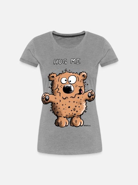 Hug Me Braunbär - Frauen Premium Bio T-Shirt - Grau meliert
