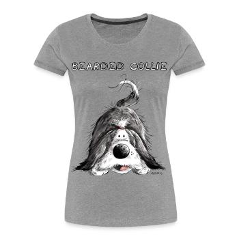 Bearded Collie - T-shirt bio Premium Femme - gris chiné - Devant - Mia (176cm)