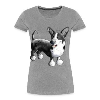 Welsh Corgi Cardigan - Women's Premium Organic T-Shirt - heather grey - Front - Mia (176cm)
