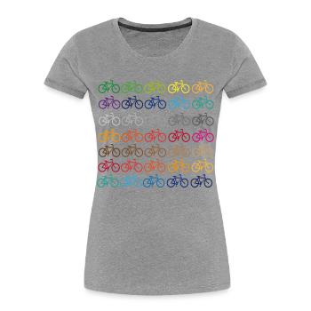 Viele farbige Fahrräder - Frauen Premium Bio T-Shirt - Grau meliert - Vorne - Mia (176cm)