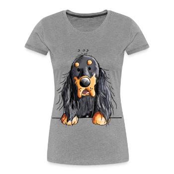 Drôle Gordon Setter dessin animé - Chien - Cadeau - T-shirt bio Premium Femme - gris chiné - Devant - Mia (176cm)