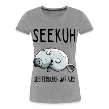 Fröhliche Seekuh - Seekühe - Sirenia - Comic - Frauen Premium Bio T-Shirt - Grau meliert - Vorne - Mia (176cm)