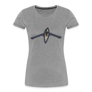 Gehäkelter Ruderer - Frauen Premium Bio T-Shirt - Grau meliert - Vorne - Mia (176cm)