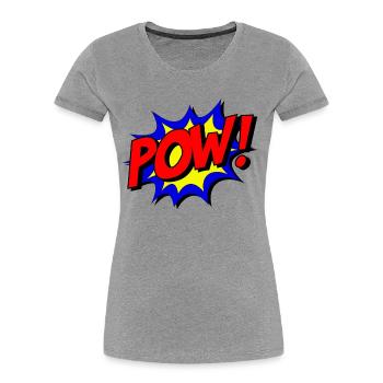 POW personnage de dessin animé parole image de bulle # - T-shirt bio Premium Femme - gris chiné - Devant - Mia (176cm)