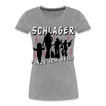 Schlager Liebe Shirt: Finde Ich Geil - Frauen Premium Bio T-Shirt - Grau meliert - Vorne - Mia (176cm)