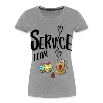 Service Team - Frauen Premium Bio T-Shirt - Grau meliert - Vorne - Mia (176cm)