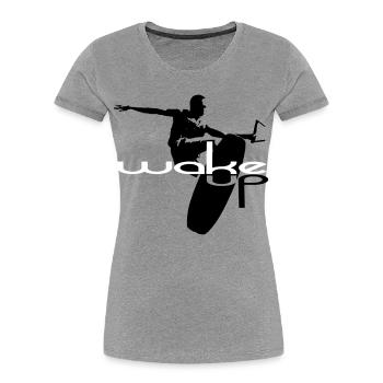 Wakeboard wake up wakeboarding - Women's Premium Organic T-Shirt - heather grey - Front - Mia (176cm)