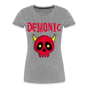 Manga Dämonenschädel - Frauen Premium Bio T-Shirt - Grau meliert - Vorne - Mia (176cm)