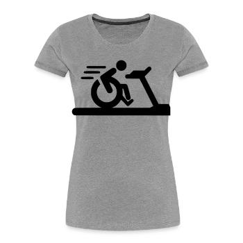 Fitness im Rollstuhl # - Frauen Premium Bio T-Shirt - Grau meliert - Vorne - Mia (176cm)