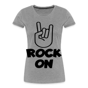 Rock on musicien, bassiste, mélomane 001 - T-shirt bio Premium Femme - gris chiné - Devant - Mia (176cm)
