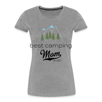 Campeurs - T-shirt bio Premium Femme - gris chiné - Devant - Mia (176cm)
