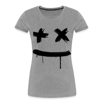 Face Happy Minimal Halloween Skater Street Art Fun - Women's Premium Organic T-Shirt - heather grey - Front - Mia (176cm)