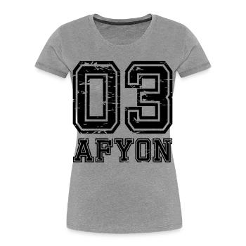 Afyon 03 used look - Frauen Premium Bio T-Shirt - Grau meliert - Vorne - Mia (176cm)
