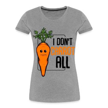 Karotte mit Gesicht und Schrift - Frauen Premium Bio T-Shirt - Grau meliert - Vorne - Mia (176cm)