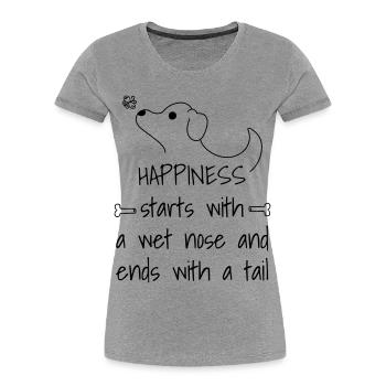 T-Shirt für Hundefreunde - Frauen Premium Bio T-Shirt - Grau meliert - Vorne - Mia (176cm)