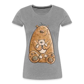 Ours avec bébé I animaux bande dessinée I animaux sauvages - T-shirt bio Premium Femme - gris chiné - Devant - Mia (176cm)