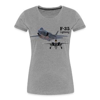 F-35 - Frauen Premium Bio T-Shirt - Grau meliert - Vorne - Mia (176cm)