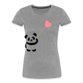 panda herz niedlich luftballon bär groß dick kusch - Frauen Premium Bio T-Shirt - Grau meliert - Vorne - Mia (176cm)