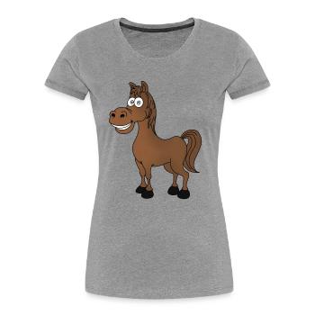 Lustiges Pferd - Frauen Premium Bio T-Shirt - Grau meliert - Vorne - Mia (176cm)