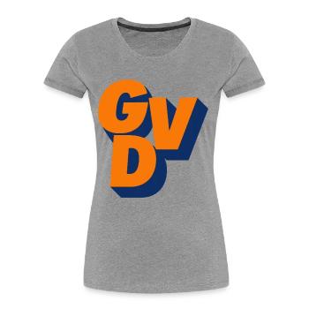 GVD, Parti politique, Malédiction, Politique # - T-shirt bio Premium Femme - gris chiné - Devant - Mia (176cm)