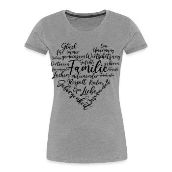 Familie Herz - Frauen Premium Bio T-Shirt - Grau meliert - Vorne - Mia (176cm)