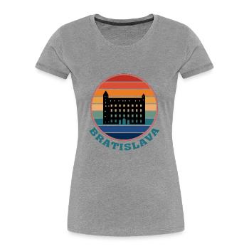 Bratislava Slowakei Skyline Wahrzeichen Souvenir - Frauen Premium Bio T-Shirt - Grau meliert - Vorne - Mia (176cm)