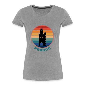 Prague Landmark Silhouette Czech Travel Souvenir - Women's Premium Organic T-Shirt - heather grey - Front - Mia (176cm)