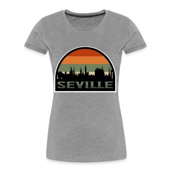Séville Espagne Skyline Voyage Souvenir Drapeau Espagnol - T-shirt bio Premium Femme - gris chiné - Devant - Mia (176cm)