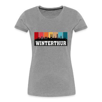 Winterthur Schweiz Reise Souvenir Skyline - Frauen Premium Bio T-Shirt - Grau meliert - Vorne - Mia (176cm)