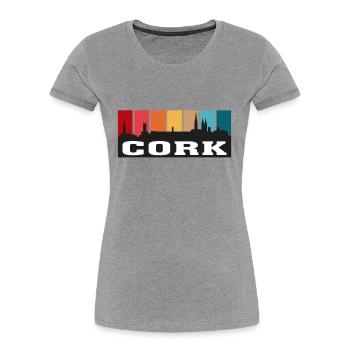 Cork Irlande Voyage Skyline Souvenirs Drapeau Irlandais - T-shirt bio Premium Femme - gris chiné - Devant - Mia (176cm)