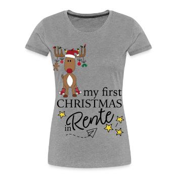 Lustige Geschenke zu Weihnachten mit Elch - Frauen Premium Bio T-Shirt - Grau meliert - Vorne - Mia (176cm)