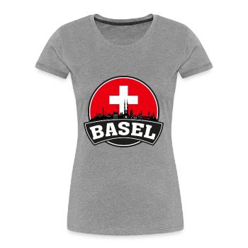 Bâle Suisse Skyline Travel Souvenir Swiss Fl - T-shirt bio Premium Femme - gris chiné - Devant - Mia (176cm)