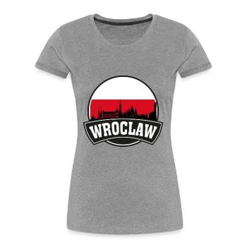 Wroclaw Pologne Skyline Voyage Drapeau Polonais Souvenirs - T-shirt bio Premium Femme - gris chiné - Devant - Mia (176cm)