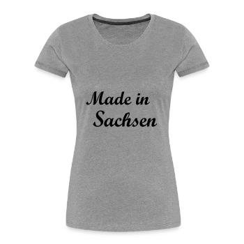 Sachsen - Frauen Premium Bio T-Shirt - Grau meliert - Vorne - Mia (176cm)